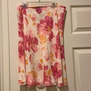 Ann Taylor Silk Patterned Midi Skirt